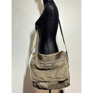 Diesel LN Olive Green Nylon Military Messenger Bag Y2K Adjustable Strap
